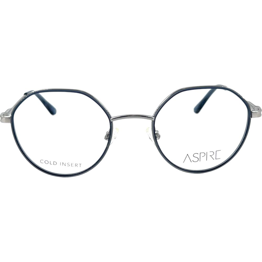 Aspire Great Unisex Eyeglass Frame Blue Transparent Silver